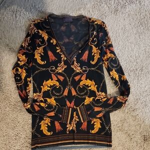 Elegant Black and Gold Long Sleeve Top